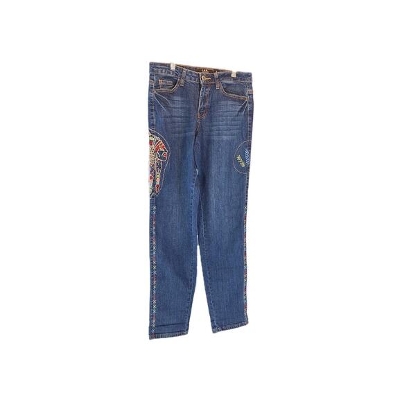 L& B Size 6 Embroidered Boyfriend Jeans - Picture 1 of 12